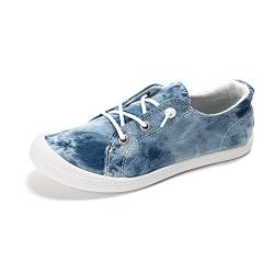 HEVA Damen Canvas Slip-On Sneakers Mode Casual Canvas Schuhe Bequeme Wanderschuhe(2UK 35EU, Gewaschener Denim) von HEVA
