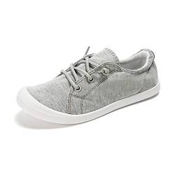 HEVA Damen Canvas Slip-On Sneakers Mode Casual Canvas Schuhe Bequeme Wanderschuhe(5UK 38EU, Grau) von HEVA