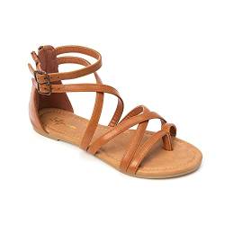 HEVA Damen Casual Riemchensandalen Komfort Einstellbare Flache Sandalen（7UK 41EU,Braun） von HEVA