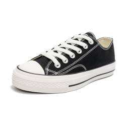 HEVA Damen Klassische Schnürschuhe Canvas Schuhe Freizeitschuhe(6UK 39EU,Schwarz) von HEVA