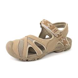 HEVA Damen Wandern Outdoor-Sandalen Geschlossene Zehe Einstellbare Klettverschluss Outdoor-Sport-Sandalen Damen Trekking Athletic Walking Schuhe(5UK 38EU, Khaki) von HEVA