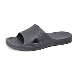 HEVA Dusch-Hausschuhe, Slide-Sandalen, Herren, offener Zehenbereich, Badezimmer, Strand, Innen- und Hausschuhe, Dunkelgrau, 42 1/3 EU von HEVA