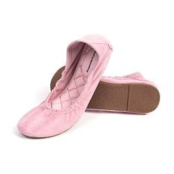 HEVA Faltbare Damen-Ballerinas mit runder Zehenpartie Bequeme Slip-On-Loafer Pumps Schuhe(6.5UK 40EU,Rosa) von HEVA