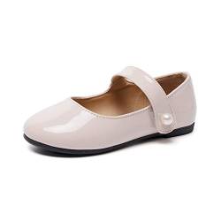 HEVA Klassische Mary-Jane-Schuhe für Mädchen mit Klettverschluss, Flache Schuhe für Hochzeitskleider Schulschuhe(9.5UK 27EU,Nackt) von HEVA
