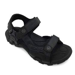 HEVA Sandalen Herren Leder Outdoor Sport Trekking Wander Sandalen (44 EU Schwarz) von HEVA