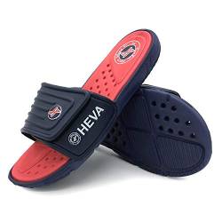 HEVA Slide Badeschuhe Herren Sommer Sandalen (43 EU Blau/Rot) von HEVA