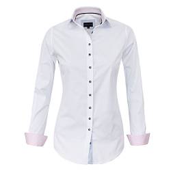 HEVENTON Bluse Damen Langarm in Weiß von Hemdbluse - Größe 34 bis 50 - elegant und hochwertig Farbe Weiß, Größe 48 von HEVENTON