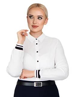 HEVENTON Bluse mit Schleife Damen Regular-Fit Langarm Business Elegant in hellem Creme Größe 38 von HEVENTON