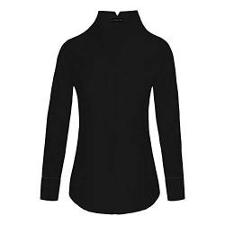 HEVENTON Damen Bluse Hemdbluse mit Stehkragen leicht tailliert bügelleicht Kelchkragen elegant festlich auch für Business Farbe Schwarz, Größe 36 von HEVENTON