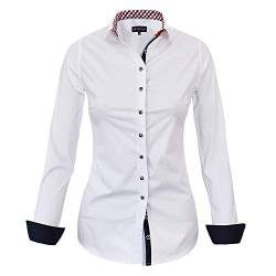 HEVENTON Hemd-Bluse Damen 100% Baumwolle Slim-Fit Langarm in Weiß - elegant - Größe 42 von HEVENTON