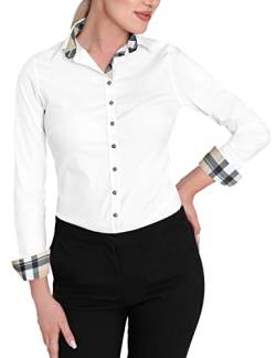 HEVENTON Hemdbluse Bluse Damen Langarm in Weiß - elegant - Größe 34 von HEVENTON