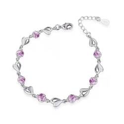 HEVIBK Saphir-Kristall-Armband, Herz-Armband, Diamant-Zirkon-Armband, einfache Damen-Armband (Violett) von HEVIBK