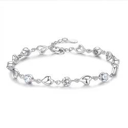 HEVIBK Saphir-Kristall-Armband, Herz-Armband, Diamant-Zirkon-Armband, einfache Damen-Armband (Weiß) von HEVIBK