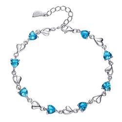 HEVIBK Saphir-Kristall-Armband, Herz-Armband, Diamant-Zirkon-Armband, einfache Damen-Armband (blau) von HEVIBK