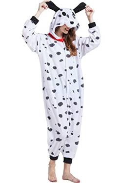 HEWERON Dalmatiner-Einteiler für Erwachsene, Pyjama, Tier, Hund, Cosplay, Homewear Nachtwäsche für Damen und Herren, Schlafanzug mit Dalmatiner-Motiv, 36 von HEWERON