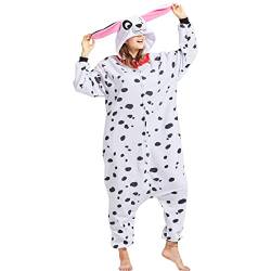 HEWERON Dalmatiner-Einteiler für Erwachsene, Pyjama, Tier, Hund, Cosplay, Homewear Nachtwäsche für Damen und Herren, Schlafanzug mit Dalmatiner-Motiv, 42 von HEWERON