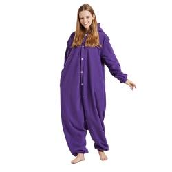 Unisex Erwachsene Einteiler Pyjama Cartoon Cosplay Tier Einteiler Weihnachten Kostüm Nachtwäsche Homewear, violett, XL von HEWERON