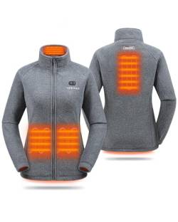 HEWINZE Beheizte Fleecejacke für Damen – elektrische Dual-Control-Heiz-Wärmejacke mit Akku 7,4 V, EU X-Small, Grau von HEWINZE