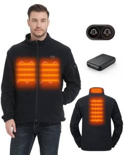 HEWINZE Beheizte Fleecejacke für Herren – Dual-Control-Heizjacke mit 7,4-V-Akku, EU 2X-Groß, Schwarz von HEWINZE