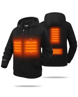 HEWINZE Heizbarer Hoodie mit Reißverschluss und 7,4V Batteriepack für Männer und Frauen, Vollständig beheizter Sweatshirt mit Reißverschluss (Unisex). von HEWINZE