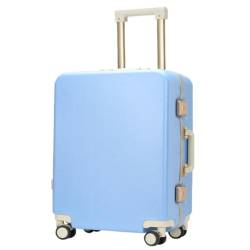 HEWOOJA Reisekoffer Gepäck Damen Leder Strukturiert Mute Universal Rad Passwort Box Langlebiger Und Starker Koffer Trolley Trolley (Color : Blue, Size : 20in) von HEWOOJA