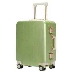 HEWOOJA Reisekoffer Gepäck Damen Leder Strukturiert Mute Universal Rad Passwort Box Langlebiger Und Starker Koffer Trolley Trolley (Color : Green, Size : 24in) von HEWOOJA