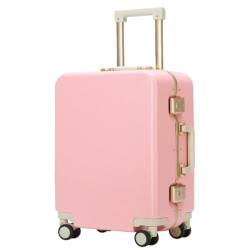 HEWOOJA Reisekoffer Gepäck Damen Leder Strukturiert Mute Universal Rad Passwort Box Langlebiger Und Starker Koffer Trolley Trolley (Color : Pink, Size : 24in) von HEWOOJA
