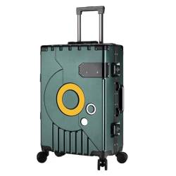 HEWOOJA Reisekoffer Herren- und Damenkoffer, Ins-Trolley-Koffer, Universal-Rad-Boarding-Koffer, Gepäck, Passwort, Ledertasche Trolley (Color : Green, Size : 22in) von HEWOOJA