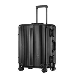 HEWOOJA Reisekoffer Hochwertiger Trolley-Koffer Mit Aluminiumrahmen, 20/24/28-Zoll-Boarding-Koffer, Internet-Promi-Koffer Trolley (Color : Black, Size : 24in) von HEWOOJA