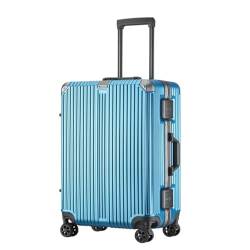 HEWOOJA Reisekoffer Hochwertiger Trolley-Koffer Mit Aluminiumrahmen, 20/24/28-Zoll-Boarding-Koffer, Internet-Promi-Koffer Trolley (Color : Blue, Size : 28in) von HEWOOJA