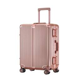 HEWOOJA Reisekoffer Hochwertiger Trolley-Koffer Mit Aluminiumrahmen, 20/24/28-Zoll-Boarding-Koffer, Internet-Promi-Koffer Trolley (Color : Pink, Size : 28in) von HEWOOJA