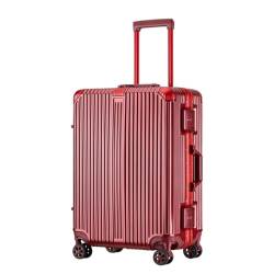 HEWOOJA Reisekoffer Hochwertiger Trolley-Koffer Mit Aluminiumrahmen, 20/24/28-Zoll-Boarding-Koffer, Internet-Promi-Koffer Trolley (Color : Red, Size : 28in) von HEWOOJA