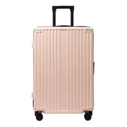 HEWOOJA Reisekoffer Koffer Trolley-Koffer Getränkehalter Koffer Universalrad Passwortbox Lederkoffer Boarding-Koffer Trolley (Color : Pink, Size : 26in) von HEWOOJA