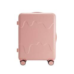HEWOOJA Reisekoffer Multifunktionaler Trolley-Koffer, geräuschloser Radkoffer mit Getränkehalter, Lade-Boarding-Passwort-Koffer Trolley (Color : Pink, Size : 22in) von HEWOOJA