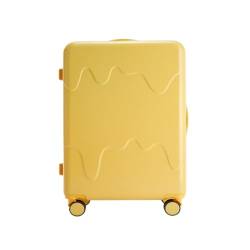 HEWOOJA Reisekoffer Multifunktionaler Trolley-Koffer, geräuschloser Radkoffer mit Getränkehalter, Lade-Boarding-Passwort-Koffer Trolley (Color : Yellow, Size : 22in) von HEWOOJA