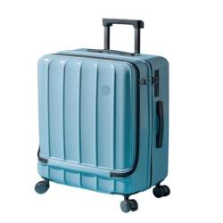 HEWOOJA Reisekoffer Neuer Koffer mit Frontöffnung, Trolley-Koffer, 18-Zoll-Boarding-Koffer, Studentenkoffer for Männer und Frauen, Schließfach Trolley (Color : Blue, Size : 18in) von HEWOOJA