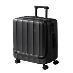 HEWOOJA Reisekoffer Neuer Koffer mit Frontöffnung, Trolley-Koffer, 18-Zoll-Boarding-Koffer, Studentenkoffer for Männer und Frauen, Schließfach Trolley (Color : Gray, Size : 20in) von HEWOOJA