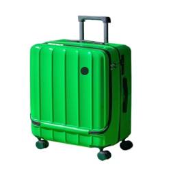 HEWOOJA Reisekoffer Neuer Koffer mit Frontöffnung, Trolley-Koffer, 18-Zoll-Boarding-Koffer, Studentenkoffer for Männer und Frauen, Schließfach Trolley (Color : Green, Size : 18in) von HEWOOJA