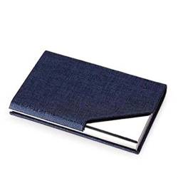 HEXEH Kartenhülle Metall-Aluminiumkarten-Karten Pu. Lederwallet-Stil-Geschäft ICH WÜRDE Kreditkartenfall for Damen- und Männer-Mode-Visitenkarten-Fall Visitenkartenhalter (Color : Blauw) von HEXEH