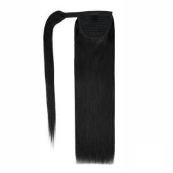 Pferdeschwanz-Verlängerung Echthaar-Pferdeschwanz-Verlängerung, 35,6–55,9 cm lang, gerade, umwickelbarer Pferdeschwanz, Clip-in-Haarverlängerung, brasilianisches Remy-Haar, gerade Pferdeschwanz-Haarte von HEXEH