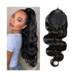 Pferdeschwanz-Verlängerung Körperwellen-Pferdeschwanz-Echthaarverlängerungen mit Kordelzug, 30,5–66 cm, brasilianisches Remy-Haar, Clip-in-Wellen-Pferdeschwanz-Haarteile for Frauen Pferdeschwanz-Haart von HEXEH