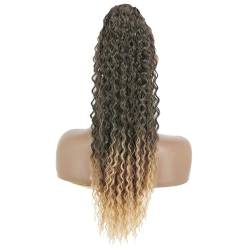 Pferdeschwanz-Verlängerung Langwelliger lockiger Pferdeschwanz mit Kordelzug, 66 cm, synthetische Clip-in-Pferdeschwanz-Extensions for schwarze Frauen, Afro-Locken-Pferdeschwanz mit Kordelzug, falsche von HEXEH