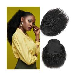 Pferdeschwanz-Verlängerung Mogolian Afro Kinky Curly Pferdeschwanz-Extensions aus Echthaar, 25,4–71,1 cm lang, mit Kordelzug, Remy-Haar, Pferdeschwanz, Clip-in, Afro-Locken-Pferdeschwanz-Haarteil Pfer von HEXEH