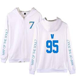 Map of The Soul 7 Unisex Hoodie Pullover Full Zip Kapuzenpullover Kpop Army Suga Jimin Jin Jung Kook J-Hope RM V Sweatshirts für Herren Damen Mädchen Fans,LS-V,XXL von HEY XQ