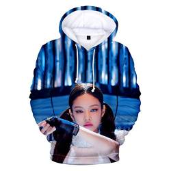 Unisex Kpop Hoodie Pullover T Shirt Jisoo Lisa Rose Jennie Fanartikel 3D-Druck Sweatshirt Jumper Perfekt für Herren Damen Mädchen Fans,MS-Jennie,XXS von HEY XQ