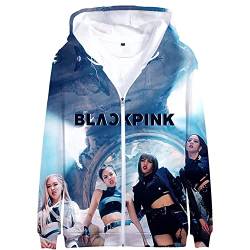 Unisex Kpop Pullover Hoodie T Shirt Jisoo Lisa Rose Jennie Kapuzenpullover 3D-Druck Sweatshirt Jumper Perfekt für Herren Damen Mädchen Fans,LS-BP001,XS von HEY XQ