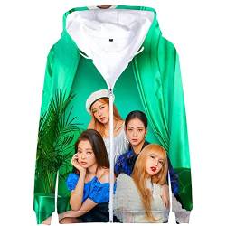 Unisex Kpop Pullover Hoodie T Shirt Jisoo Lisa Rose Jennie Kapuzenpullover 3D-Druck Sweatshirt Jumper Perfekt für Herren Damen Mädchen Fans,LS-BP002,S von HEY XQ