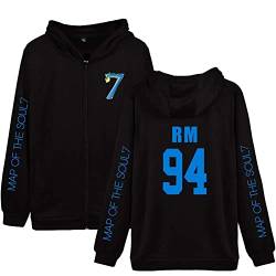 Unisex Map of The Soul 7 Hoodie Pullover Full Zip Kapuzenpullover Kpop Army Suga Jimin Jin Jung Kook J-Hope RM V Sweatshirts für Herren Damen Mädchen Fans,LS-RM,4XL von HEY XQ