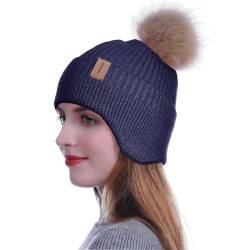 HEYANN Mütze Damen mit Ohrenklappe,Wintermütze Herren Strickmützen für Damen Fahrradhelm Beanie Hut Unisex Winter Beanie Hut Outdoor Skimütze für Männer und Frauen (Marineblau) von HEYANN