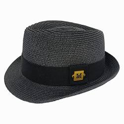 HEYANN Schwarz Hut Herren Sommer Strohhut Panamahut Sonnenhut Fedora Hut,Trilby Hut Damen Strohhut mit kurzer Krempe Stroh Sonnenhut Klassische Strandhut für Sommer von HEYANN